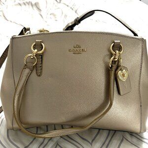 Coach Mini Christie Carryall Handbag F23337 Metallic Platinum Gold